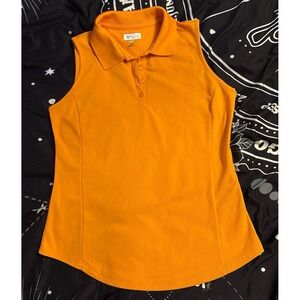 Greg Norman Women's PlayDry Sleeveless Golf Tennis Polo in‎ Tangerine, Medium